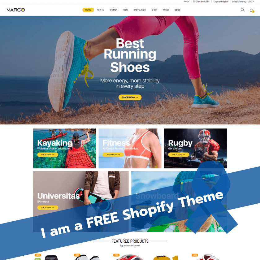 Marco Sport - Free Shopify Theme for Dynamic Sports Stores